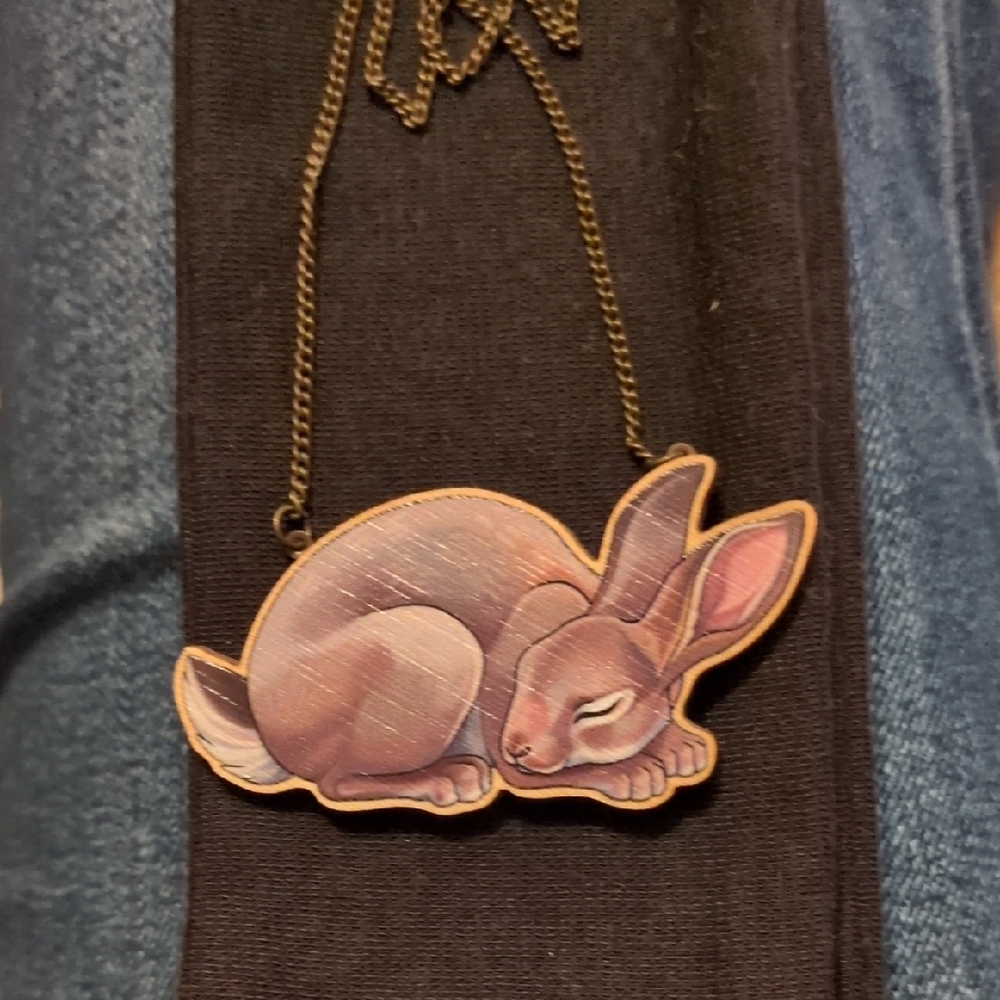 Sleeping Bunny Pendant Necklace